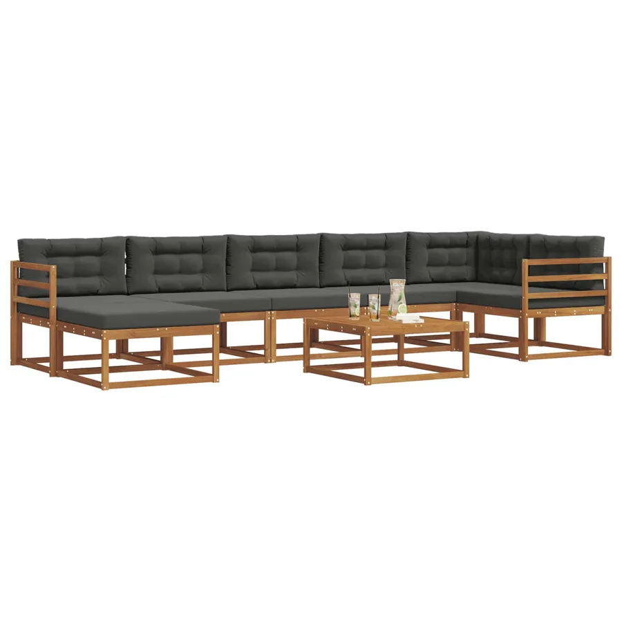 Ensemble de canapés d'extérieur 8 pcs Naturel et Anthracite - 3