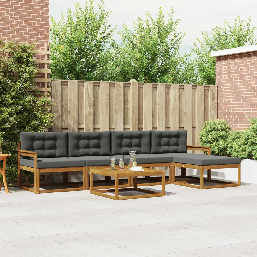 Ensemble de canapés d'extérieur 6 pcs Naturel et Anthracite