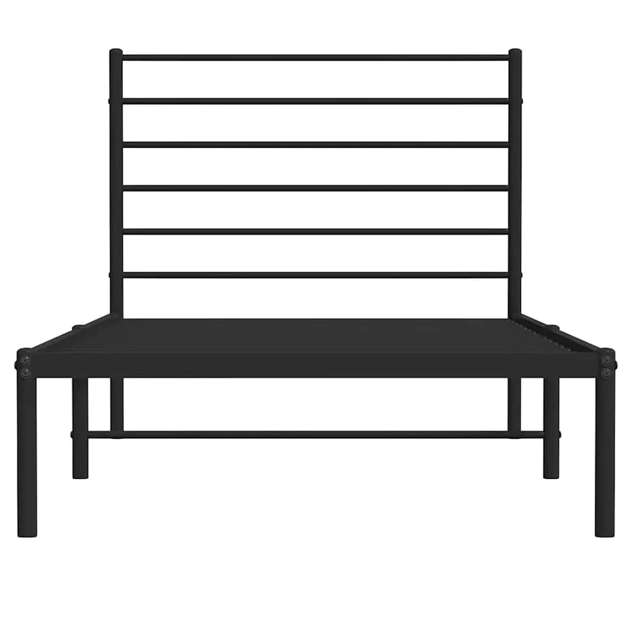 Cadre de lit métal sans matelas avec tête de lit noir 90x190 cm - 6