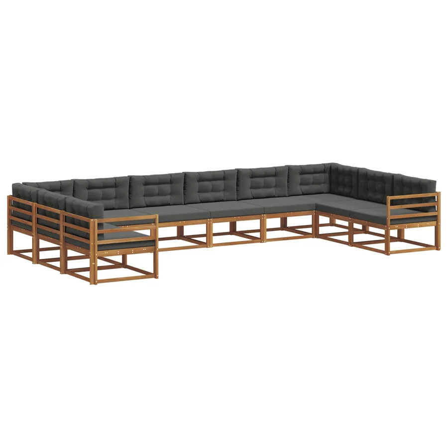 Ensemble de canapés d'extérieur 10 pcs Naturel et Anthracite - 2