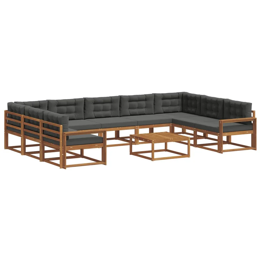 Ensemble de canapés d'extérieur 10 pcs Naturel et Anthracite - 2