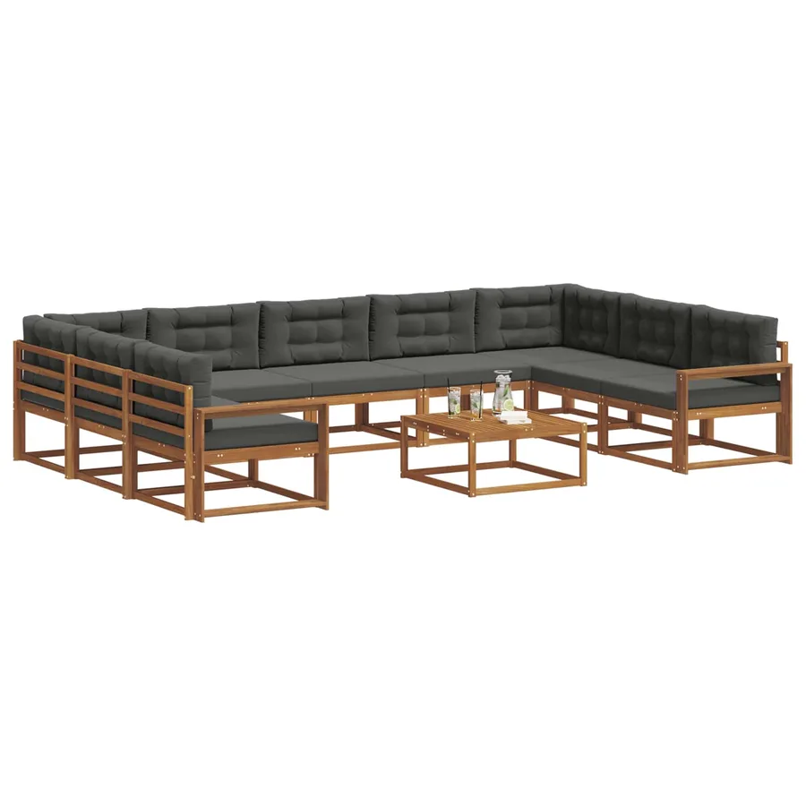 Ensemble de canapés d'extérieur 10 pcs Naturel et Anthracite - 3