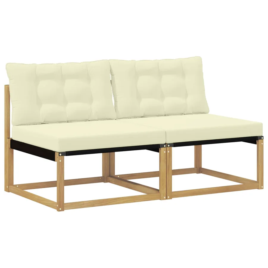 Sofa de milieu extérieur Bois d'acacia massif et Textilène - 2