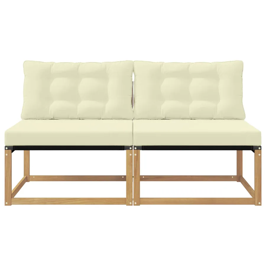 Sofa de milieu extérieur Bois d'acacia massif et Textilène - 4