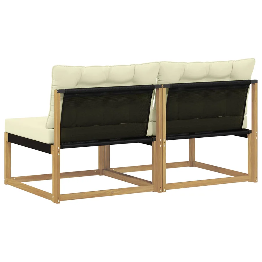 Sofa de milieu extérieur Bois d'acacia massif et Textilène - 6