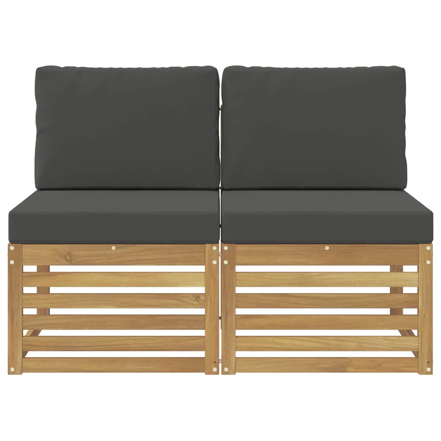2 Pièce Sofa de milieu extérieur Bois d'Acacia Massif Blanc - 3