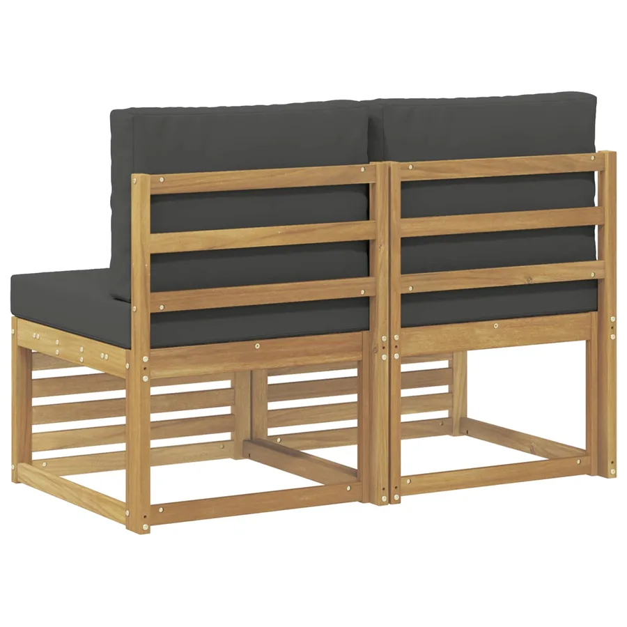2 Pièce Sofa de milieu extérieur Bois d'Acacia Massif Blanc - 5