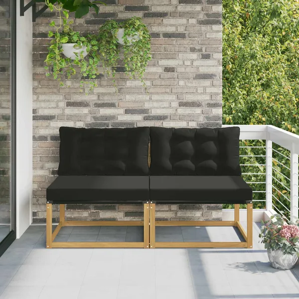 Sofa de milieu extérieur Bois d'acacia massif et Textilène