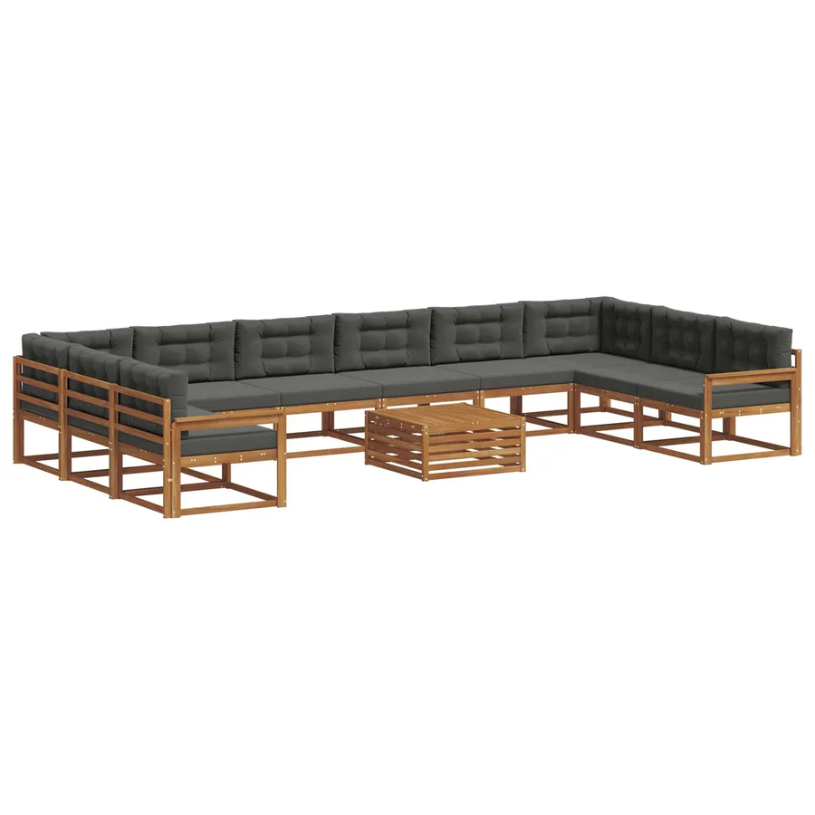 Ensemble de canapés d'extérieur 11 pcs Naturel et Anthracite - 2