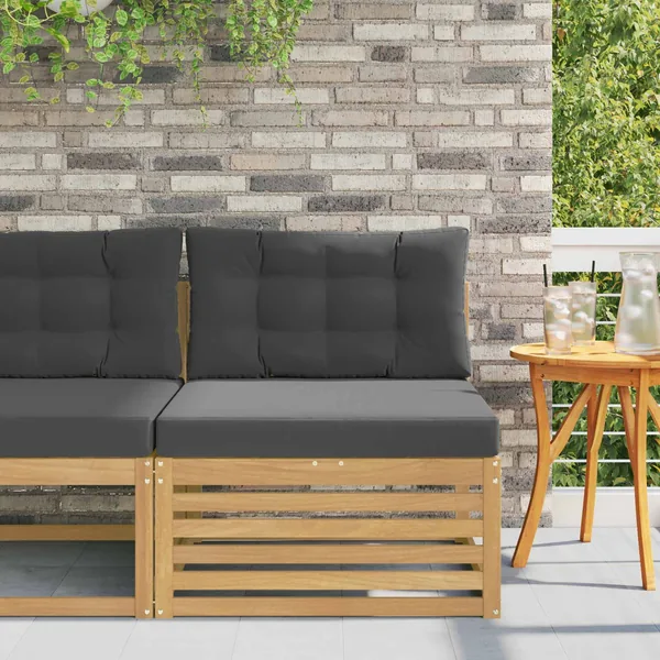 Sofa de milieu extérieur Bois d'Acacia Massif Blanc