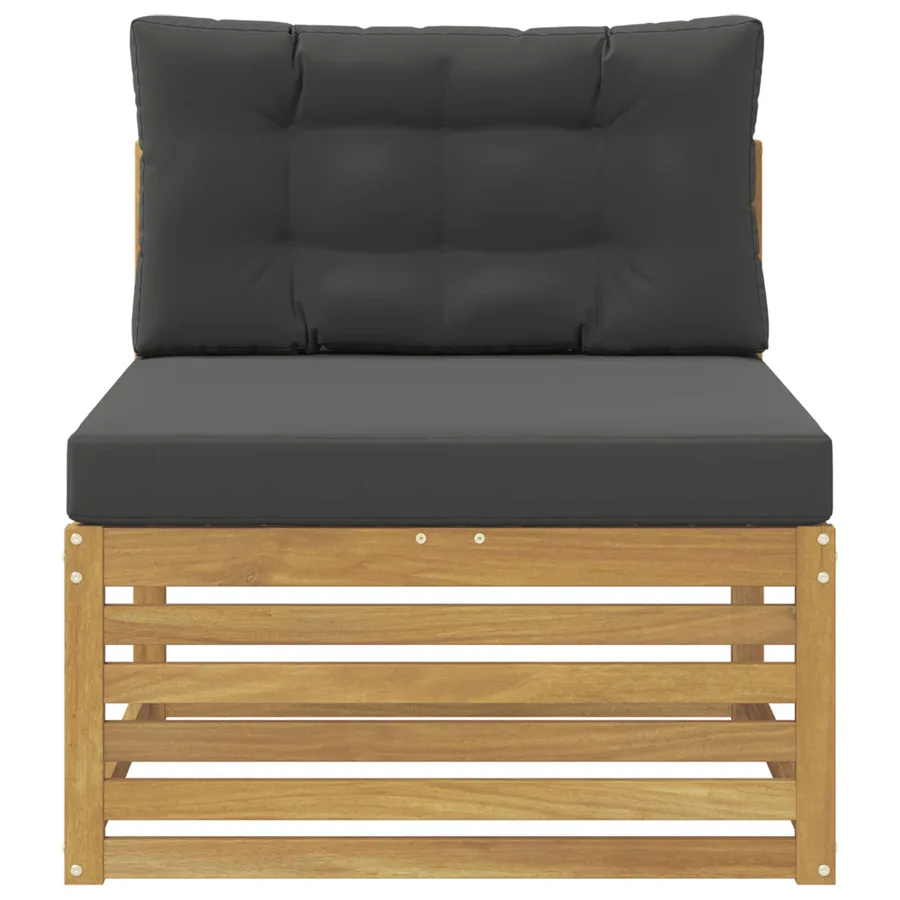 Sofa de milieu extérieur Bois d'Acacia Massif Blanc - 3