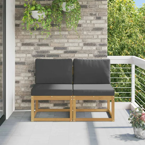 2 Pièce Sofa de milieu extérieur Bois d'Acacia Massif Blanc