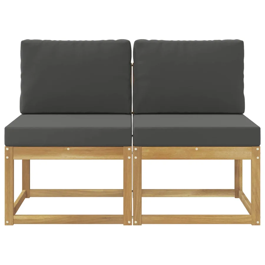 2 Pièce Sofa de milieu extérieur Bois d'Acacia Massif Blanc - 3