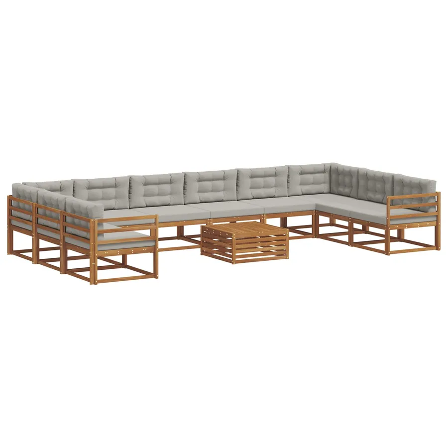Ensemble de canapés d'extérieur 11 pcs Gris Naturel et Clair - 2