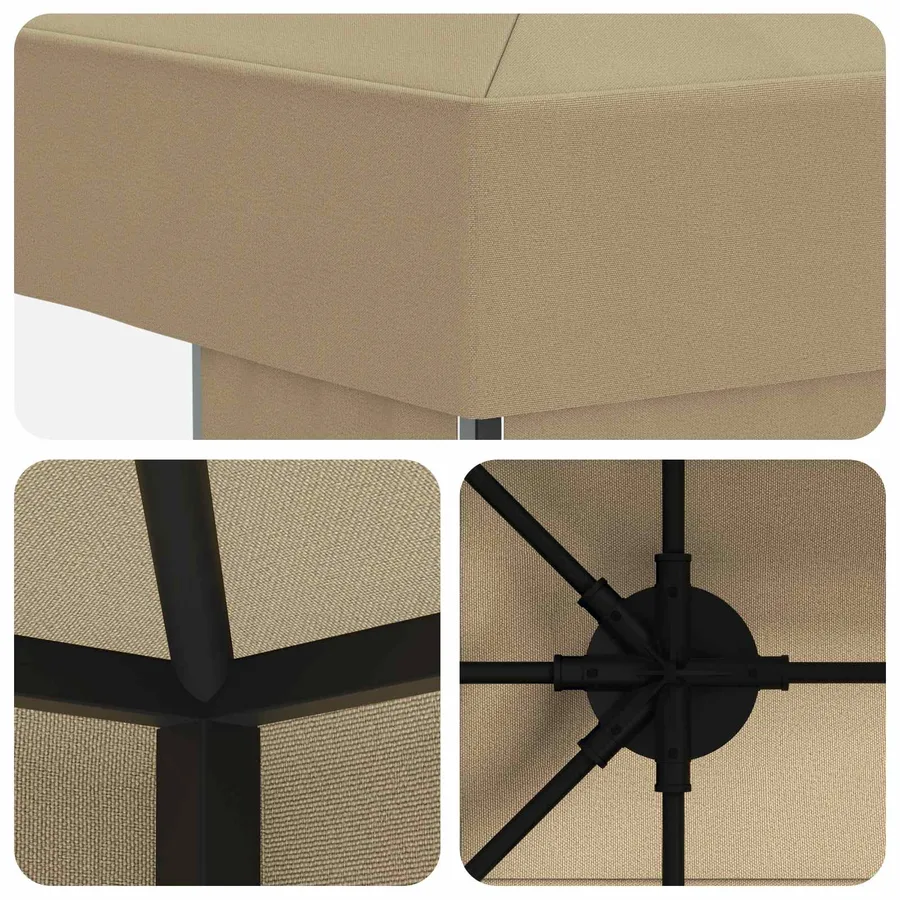 Pavillon 4 × 3 m Beige Polyester et Acier 190 gsm - 5