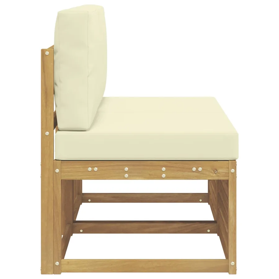2 Pièce Sofa de milieu extérieur Bois d'Acacia Massif Blanc - 4