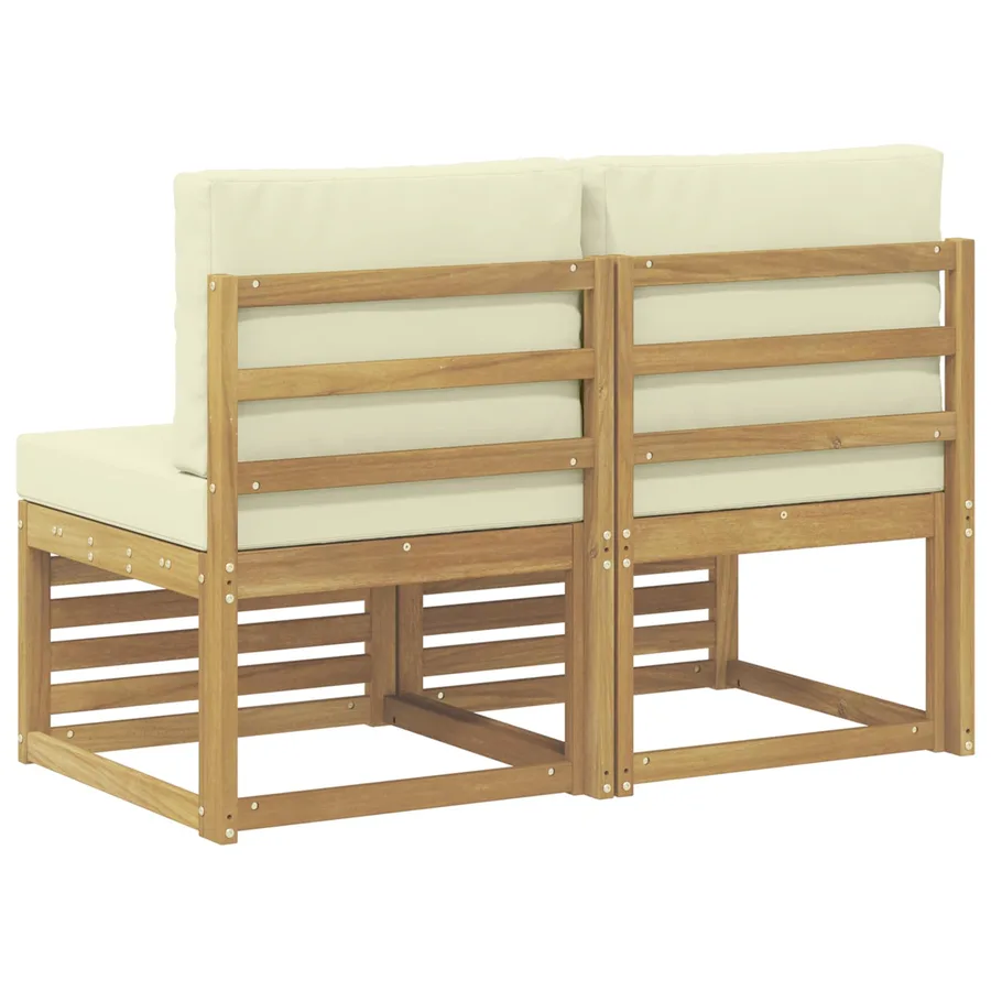 2 Pièce Sofa de milieu extérieur Bois d'Acacia Massif Blanc - 5
