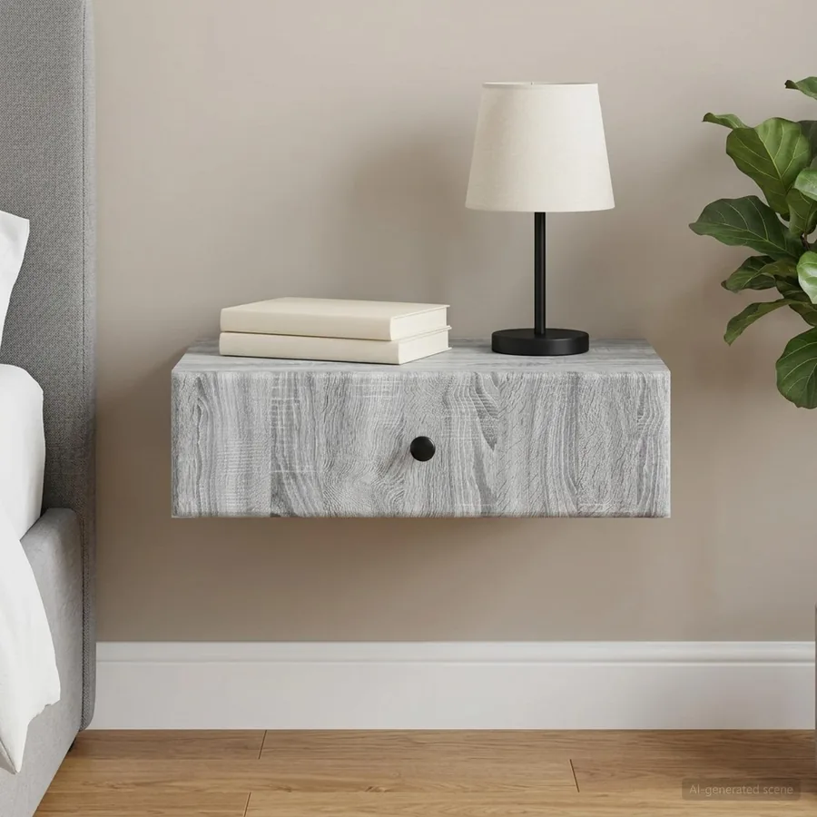 Table d'appoint murale Sonoma gris 59 x 34,5 x 17 cm