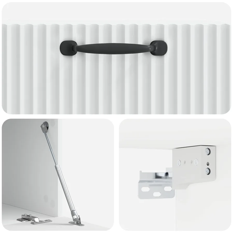 Meuble TV mural Blanc 59,5 x 41 x 30 cm Bois d'ingénierie - 9