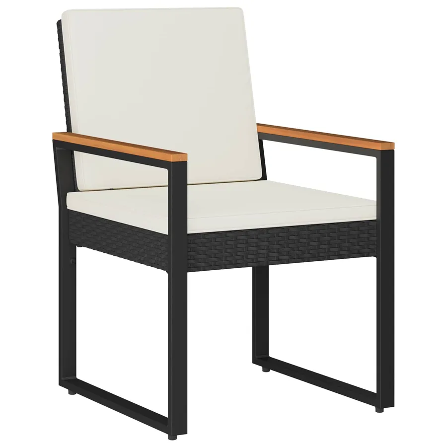 Ensemble de meubles d'extérieur 4 pcs Noir et blanc crème - 4