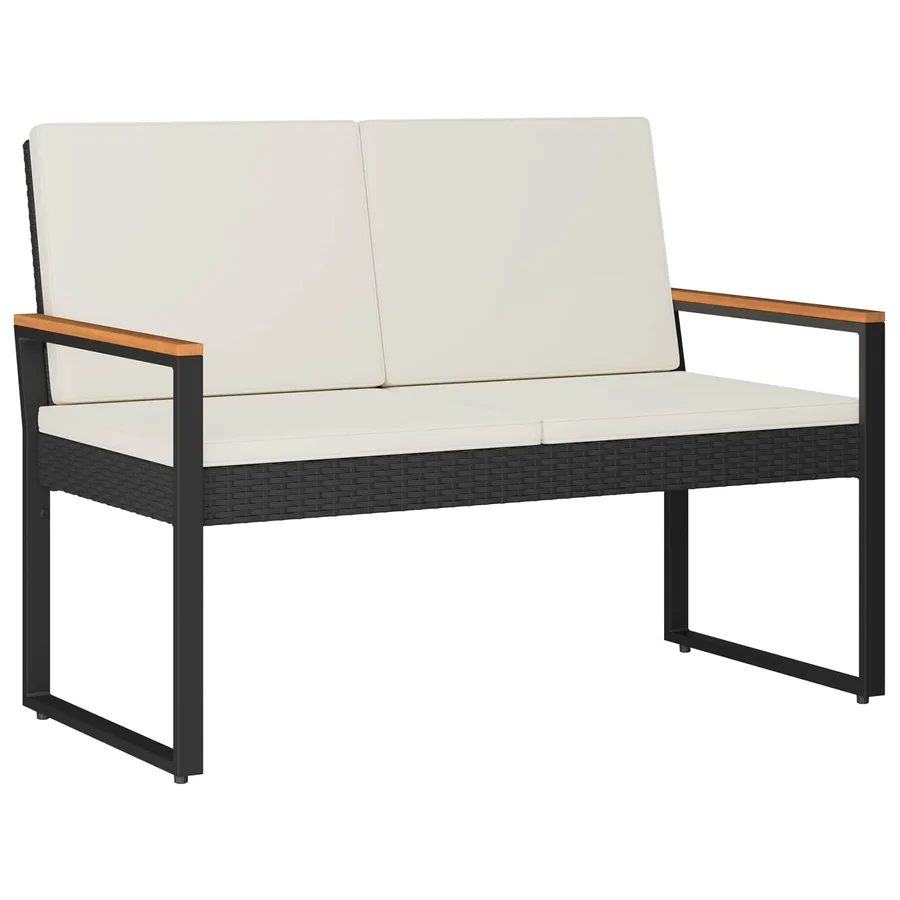 Ensemble de meubles d'extérieur 4 pcs Noir et blanc crème - 5