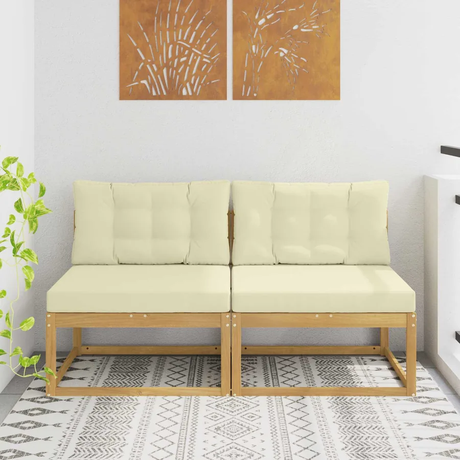 2 Pièce Sofa de milieu extérieur Polyester Blanc