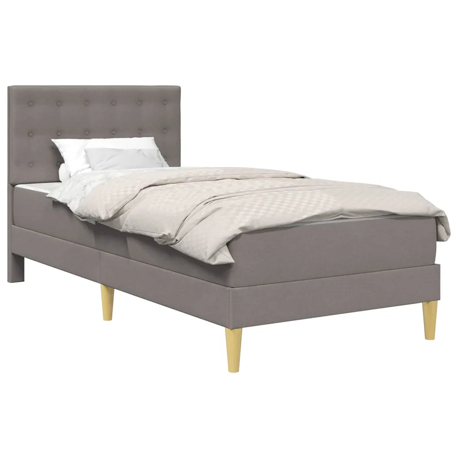 Cadre de lit avec matelas Taupe 80 x 200 cm Tissu - 2