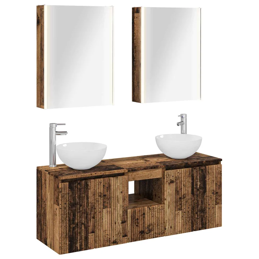 Ensemble d'armoire de salle de bain 5 pcs Bois ancien - 2