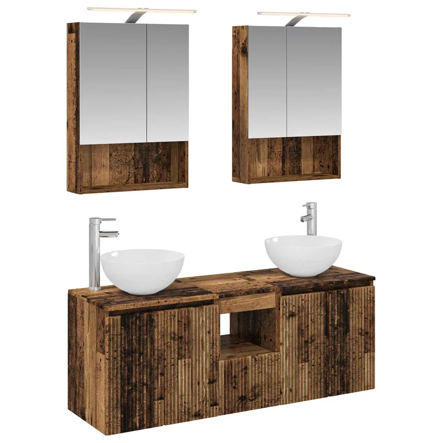 Ensemble d'armoire de salle de bain 5 pcs Bois ancien - 2