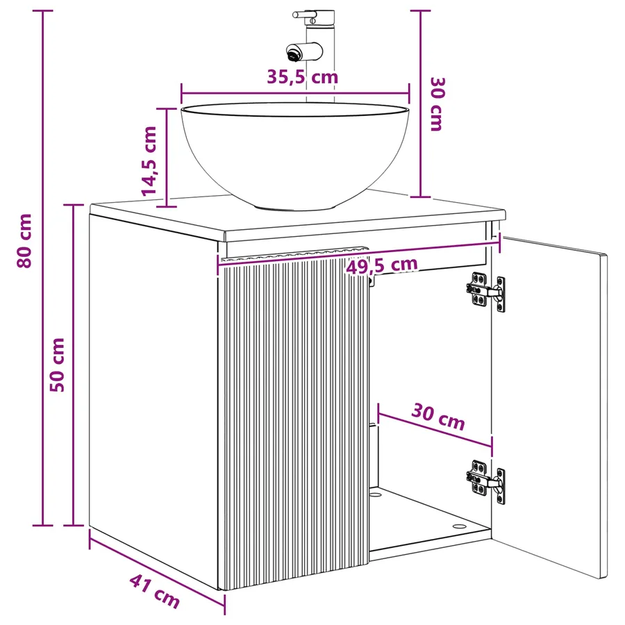 Vanité de lavabo mural Blanc 49,5 x 41 x 64,5 cm - 9