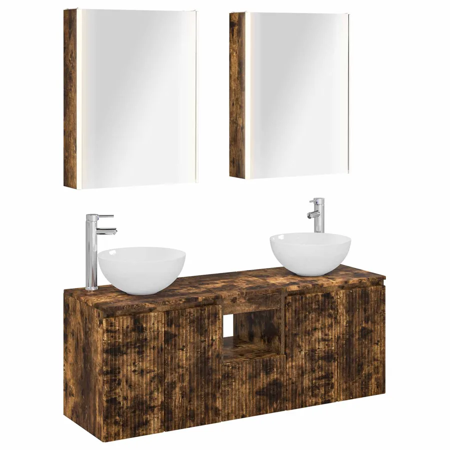 Ensemble d'armoire de salle de bain 5 pcs Chêne fumé - 2