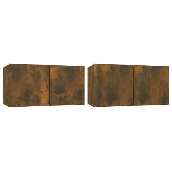 Meubles TV suspendus 2 pcs Chêne fumé 60x30x30 cm
