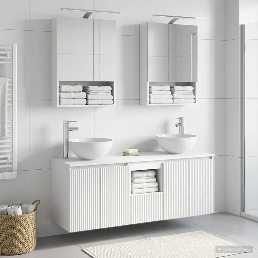 Ensemble d'armoire de salle de bain 5 pcs Blanc