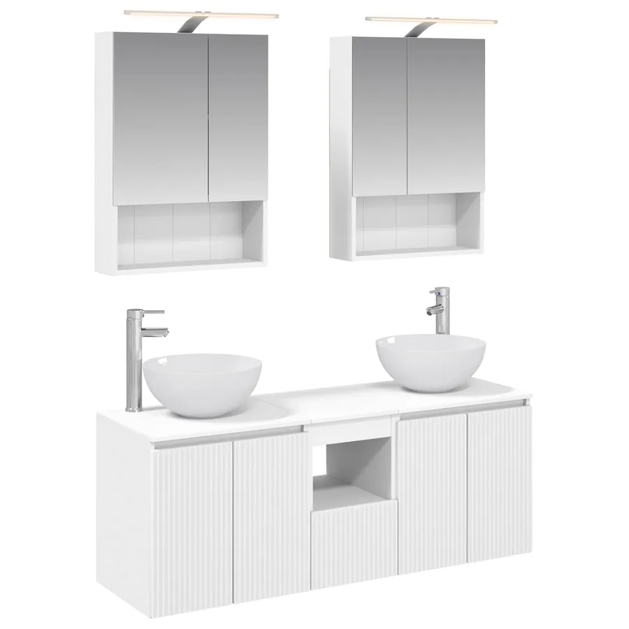 Ensemble d'armoire de salle de bain 5 pcs Blanc - 2