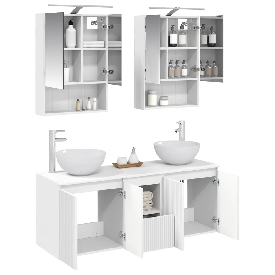 Ensemble d'armoire de salle de bain 5 pcs Blanc - 3