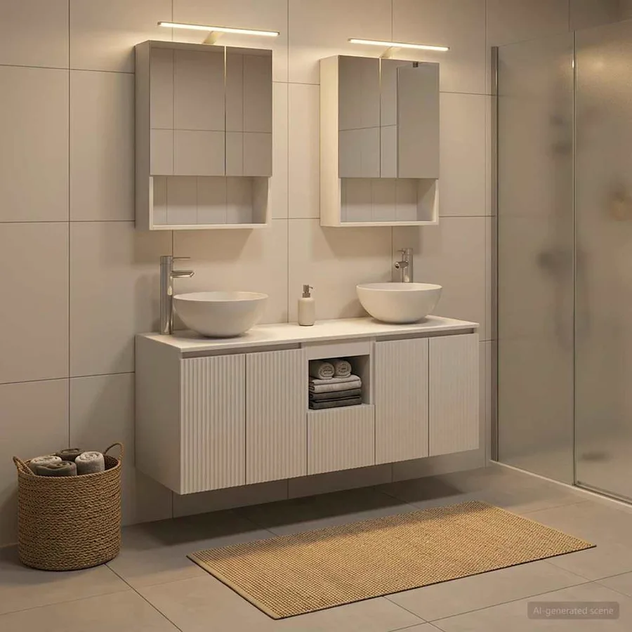 Ensemble d'armoire de salle de bain 5 pcs Blanc - 4