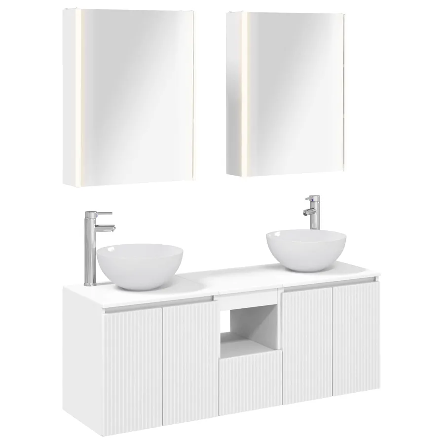 Ensemble d'armoire de salle de bain 5 pcs Blanc - 2