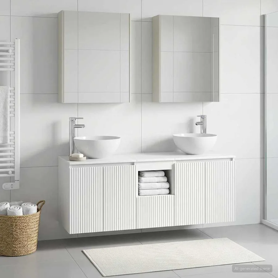 Ensemble d'armoire de salle de bain 5 pcs Blanc - 4