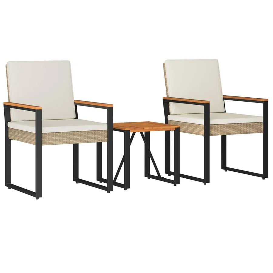Ensemble de meubles d'extérieur 3 pcs Beige et blanc crème - 2