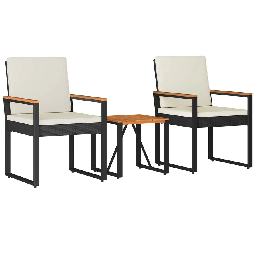 Ensemble de meubles d'extérieur 3 pcs Noir et blanc crème - 2