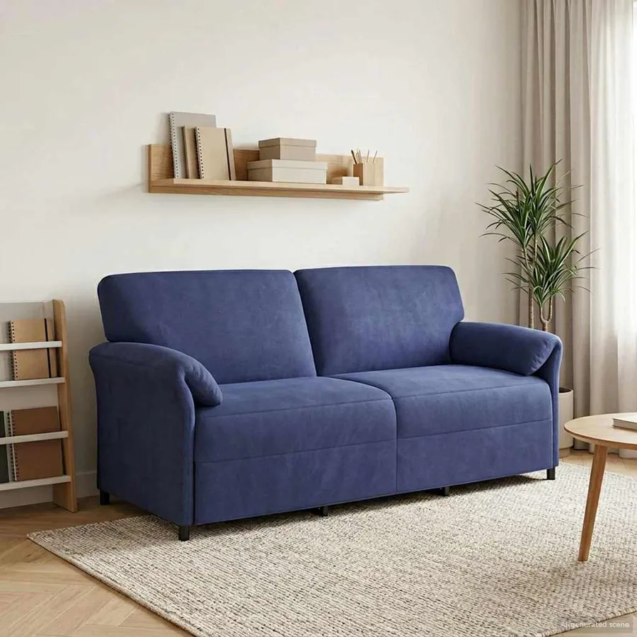 Sofa 3 places Bleu police 198 x 83 x 95 cm Velours