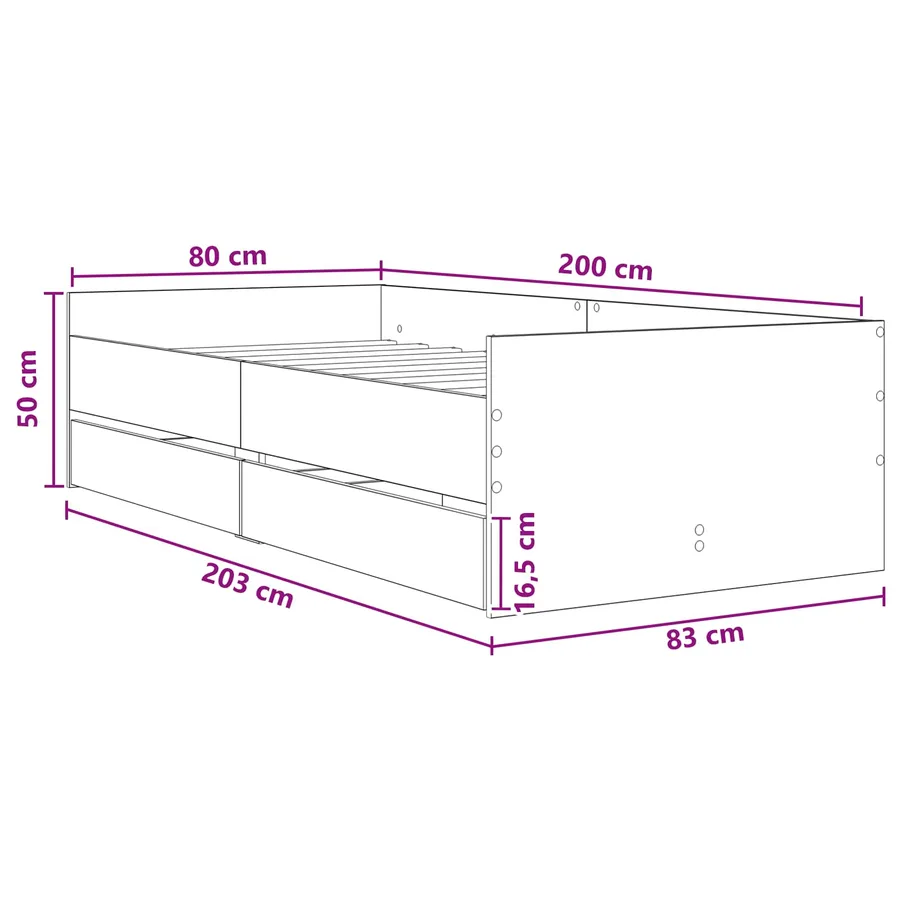 Cadre de lit avec rangement Chêne Sonoma 80 x 200 cm - 9