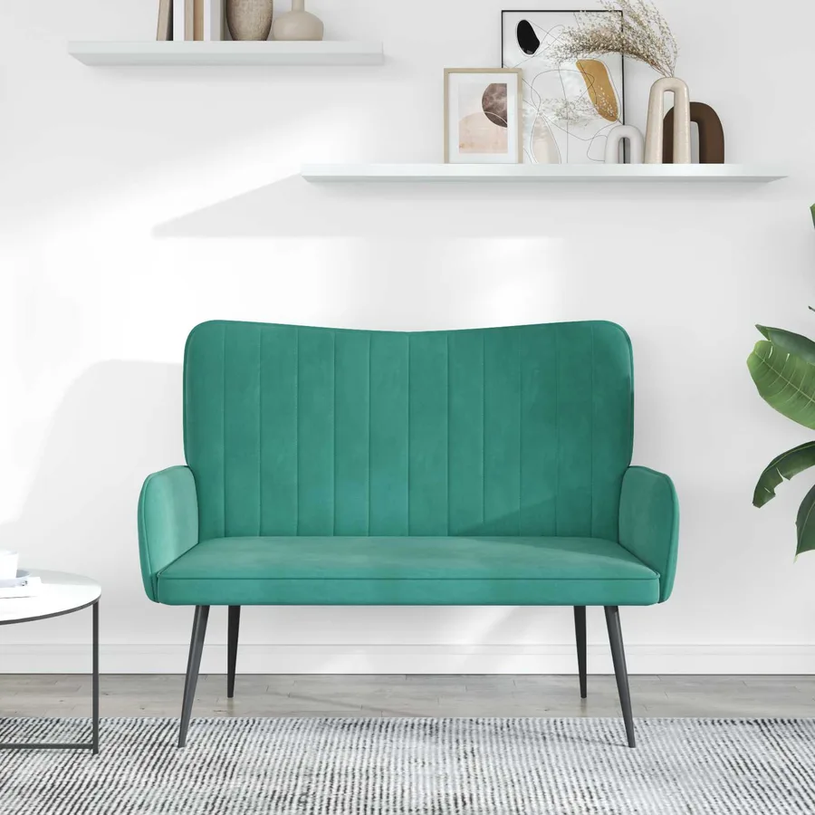 Sofa 2 places Turquoise 115 x 61 x 87 cm Velours - 3