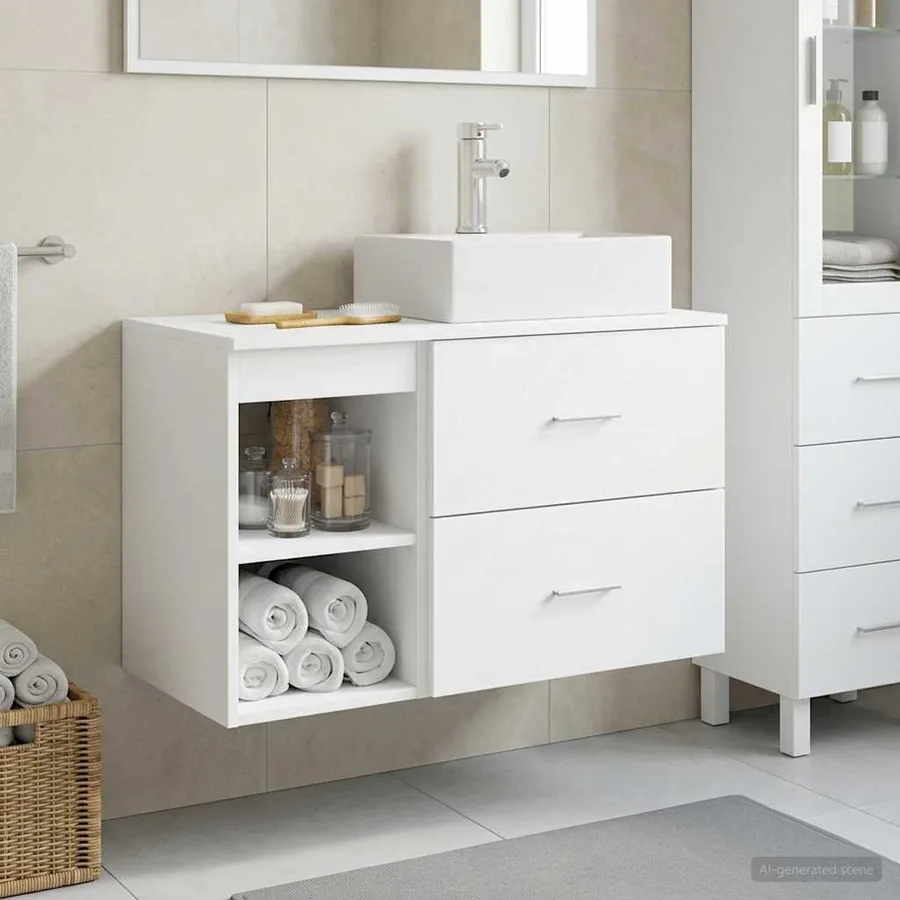 Ensemble de mobilier de salle de bain 2 pcs Blanc