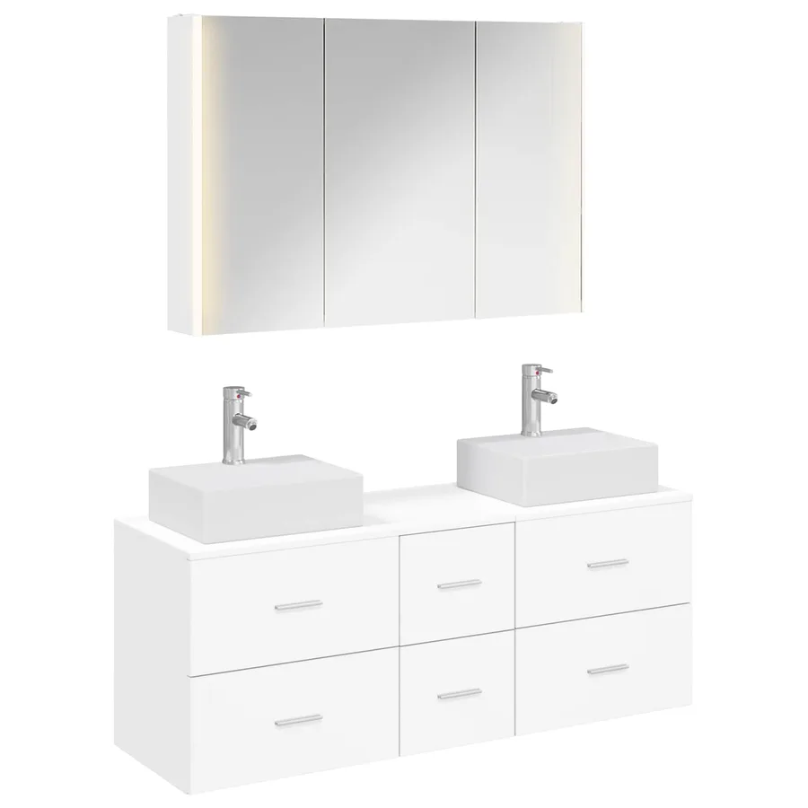 Ensemble de mobilier de salle de bain 4 pcs Blanc - 2