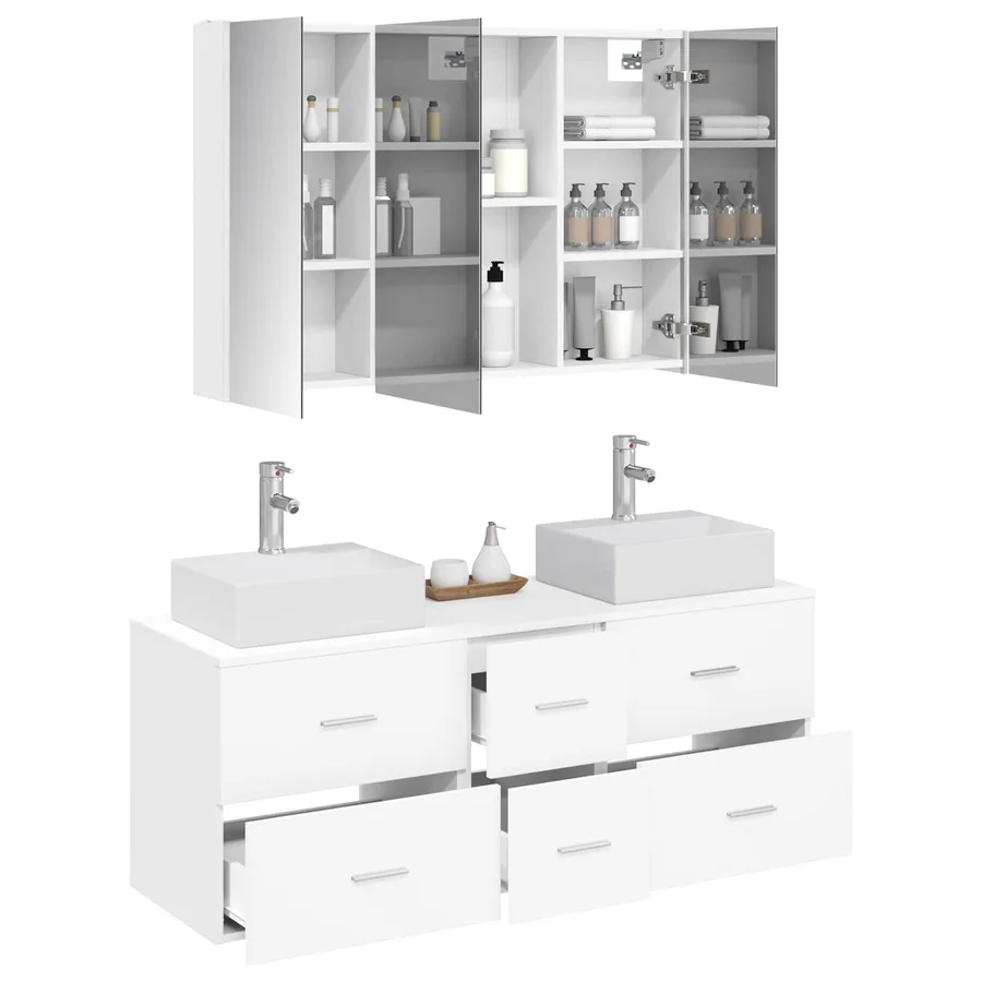 Ensemble de mobilier de salle de bain 4 pcs Blanc - 3
