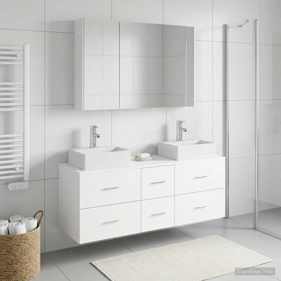 Ensemble de mobilier de salle de bain 4 pcs Blanc - 4