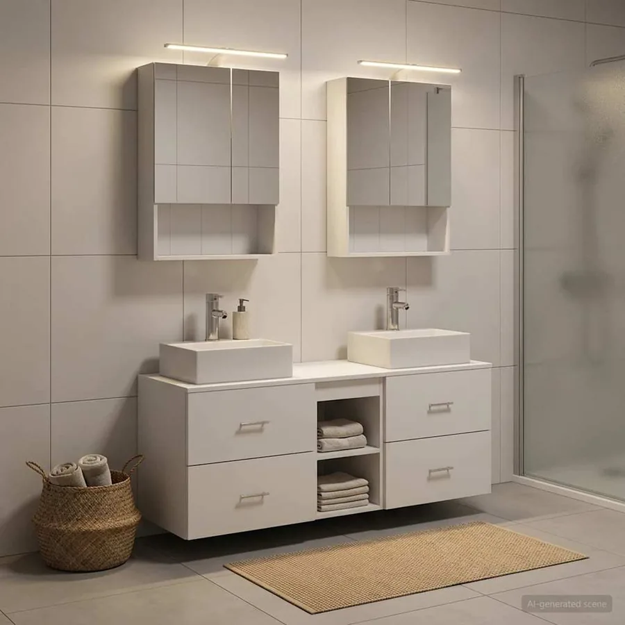 Ensemble de mobilier de salle de bain 5 pcs Blanc