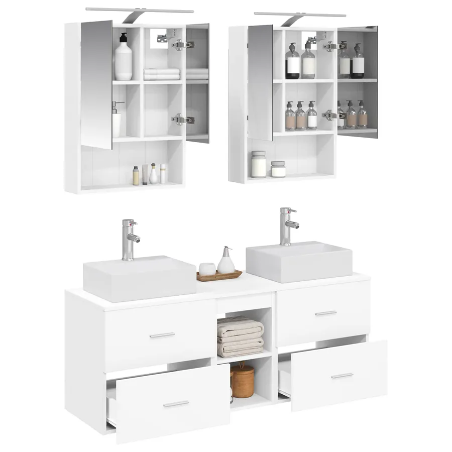 Ensemble de mobilier de salle de bain 5 pcs Blanc - 3