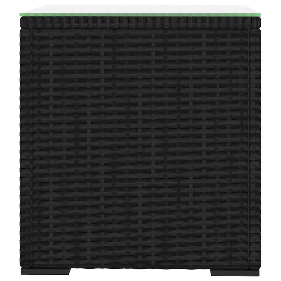 Table d'appoint noir 40x37x40,5 cm poly rotin et verre trempé - 3
